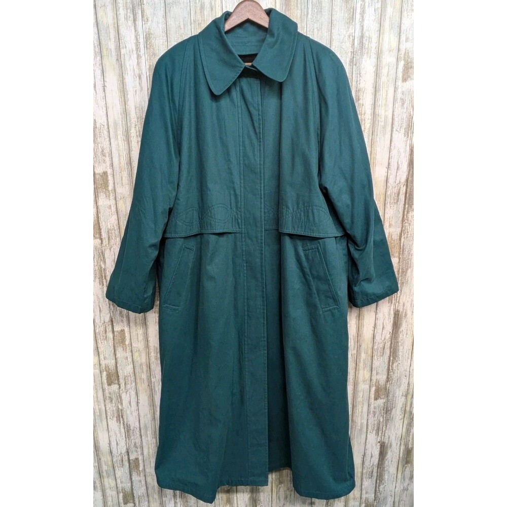 London Fog Towne Trench Coat Cape Top Wool Lined Cinch Waist Spy Teal Women's 10